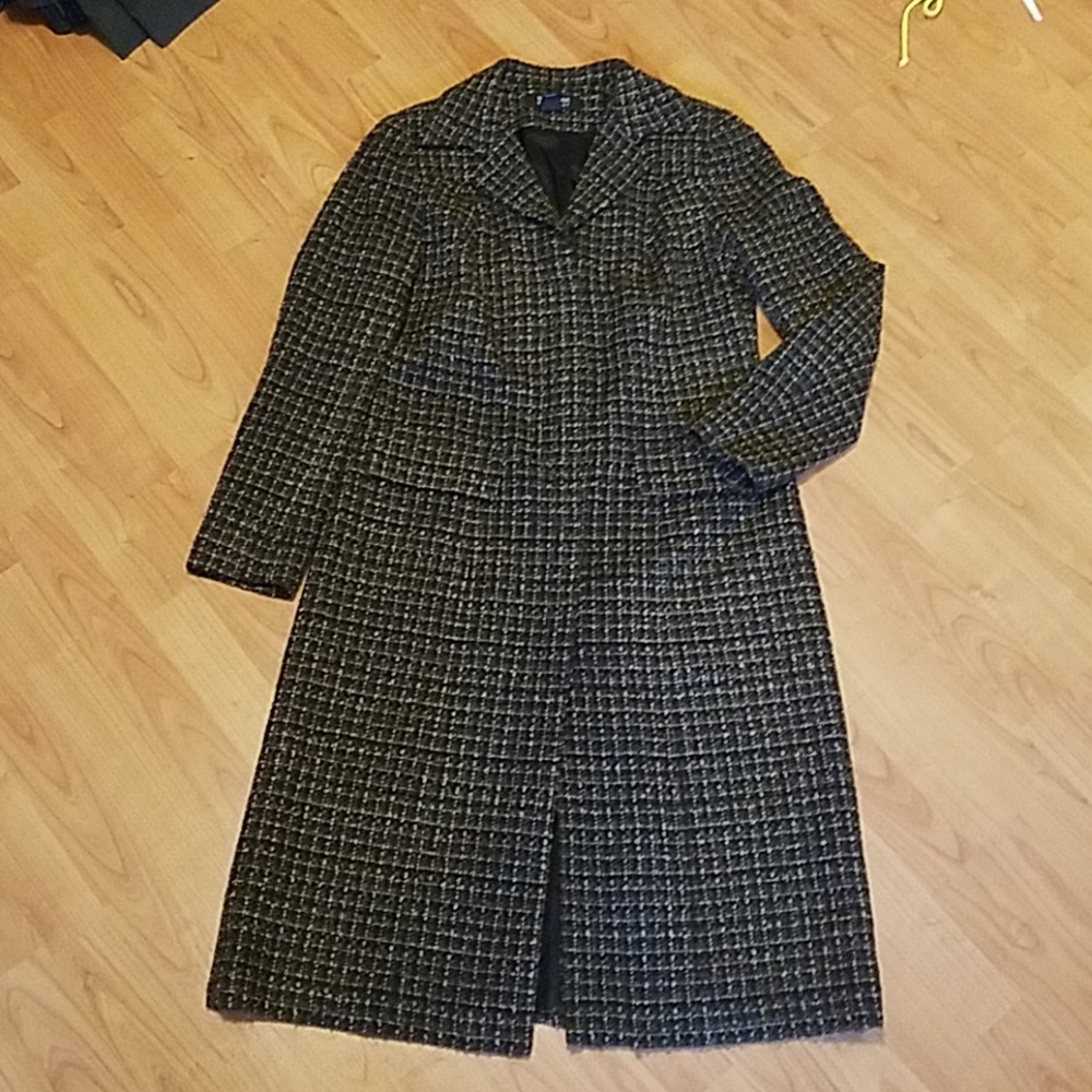 New York & Company Black and Brown Tweed Coat